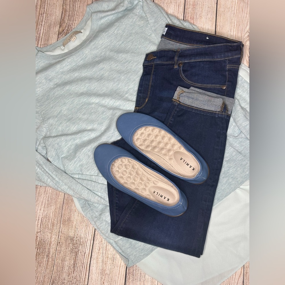 Loft Light blue sweater with sheer accent
